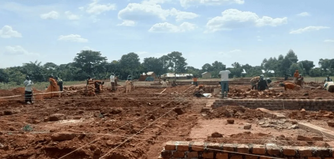 The foundation of the new building under construction